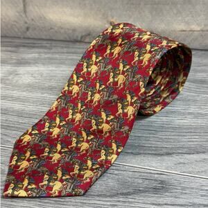 Vtg Burberrys 100% Silk Necktie Equestrian Quiet Luxury Old Money England 90s